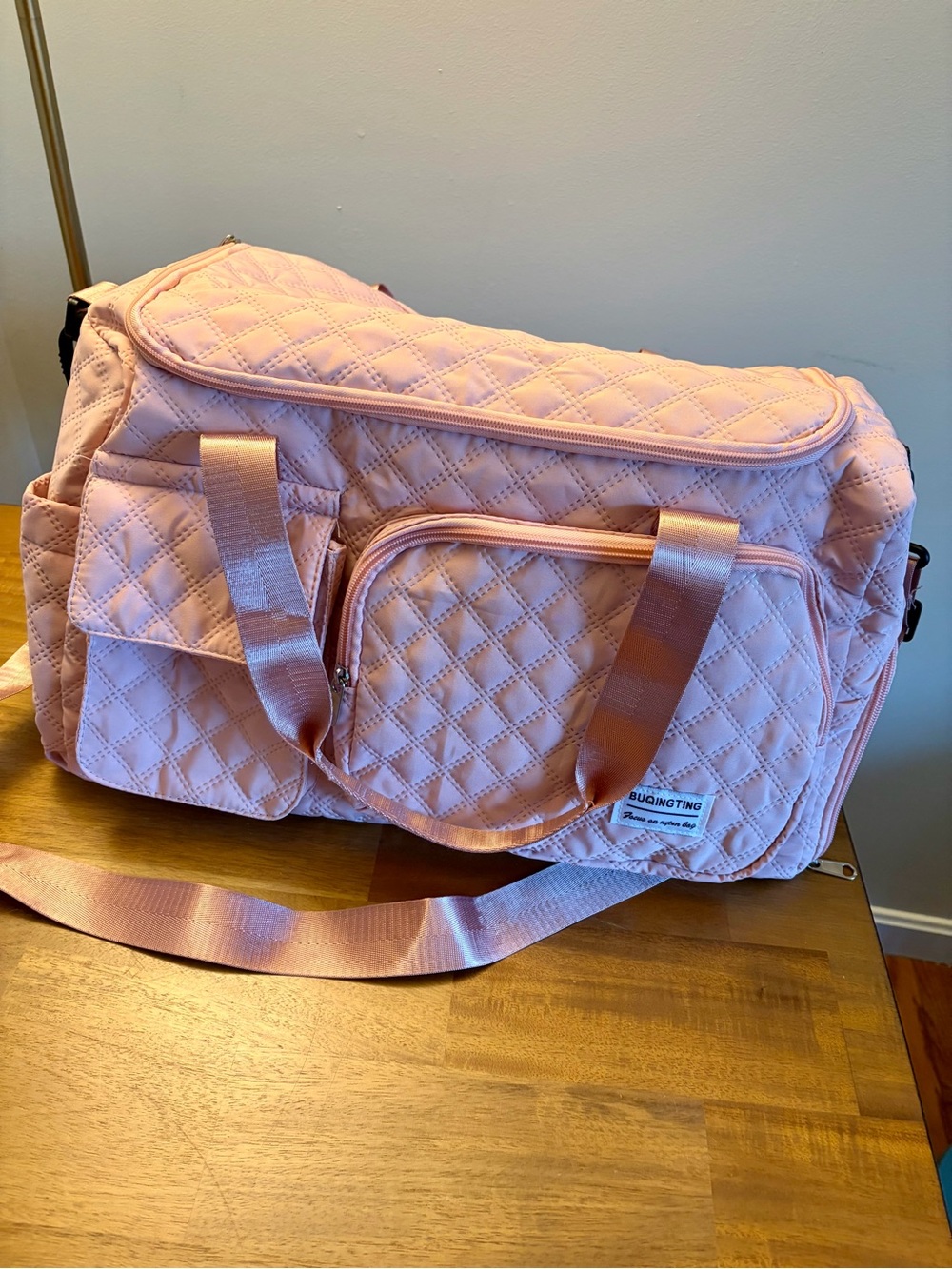 Amazon Quilted Light Pink Travel Duffel Bag
